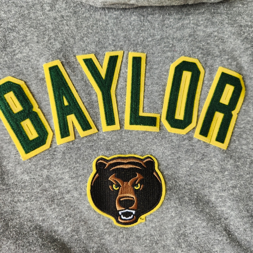 Baylor Bears University Hooded Sweatshirt Gray Letterman Soft Cozy Large - Picture 7 of 14